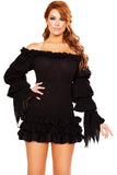 Ruffled Pirate Dress With Sleeves & Multi Layered Skirt Roma 4770