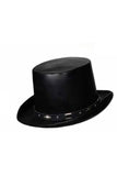 Faux Leather Top Hat With Silver Stud Band Underwraps 30879