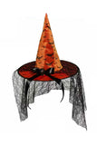 Bat Print Witch Hat With Veil Underwraps  30882