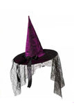 Bat Print Witch Hat With Veil Underwraps  30883