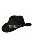 Black Cowboy Hat With Black Leather Band/Bull Head/Diagonal Stitching Underwraps 30903