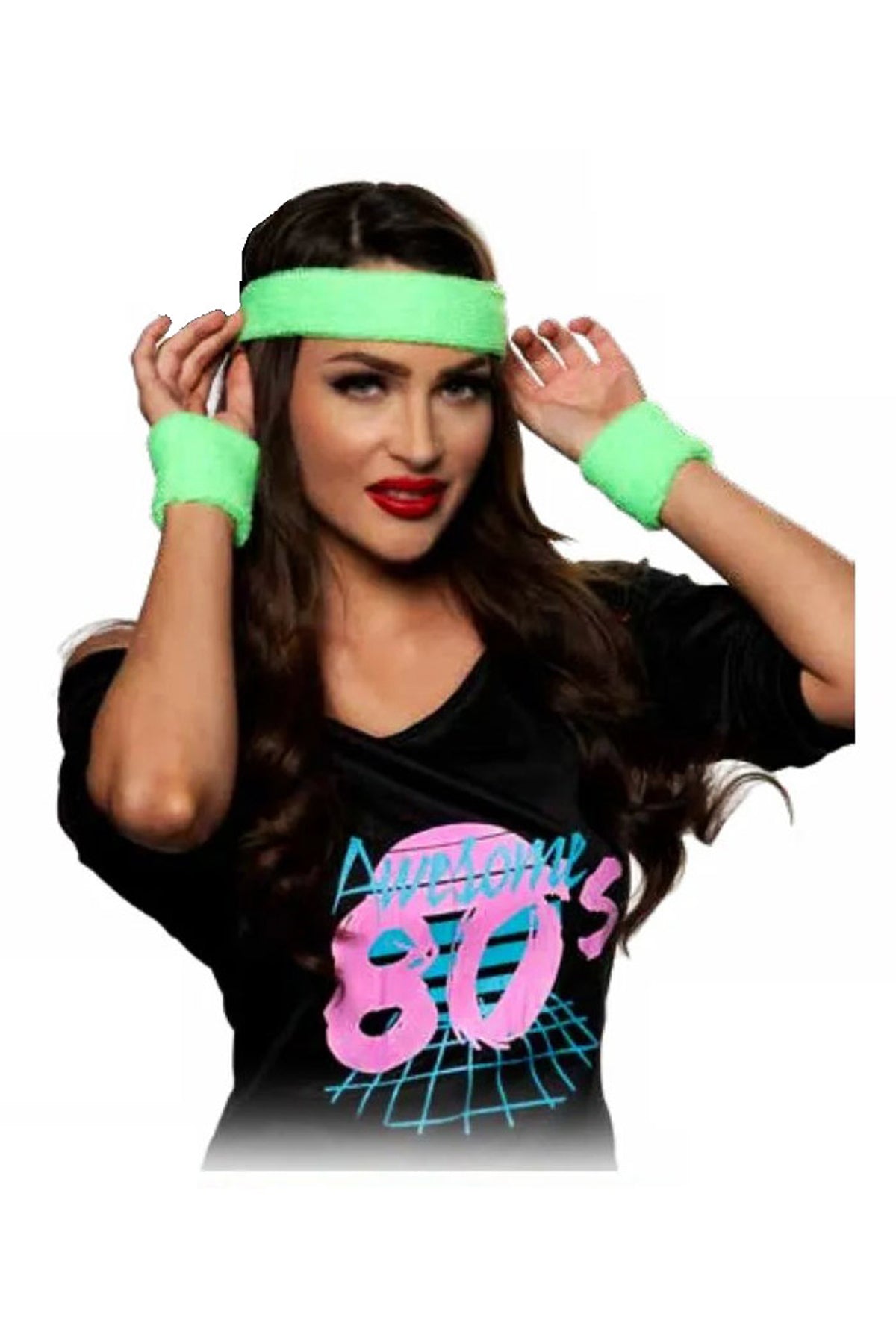 80's Headband Set-Neon Green Underwraps 31044