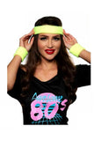 80's Headband Set-Neon Yellow Underwraps 31045