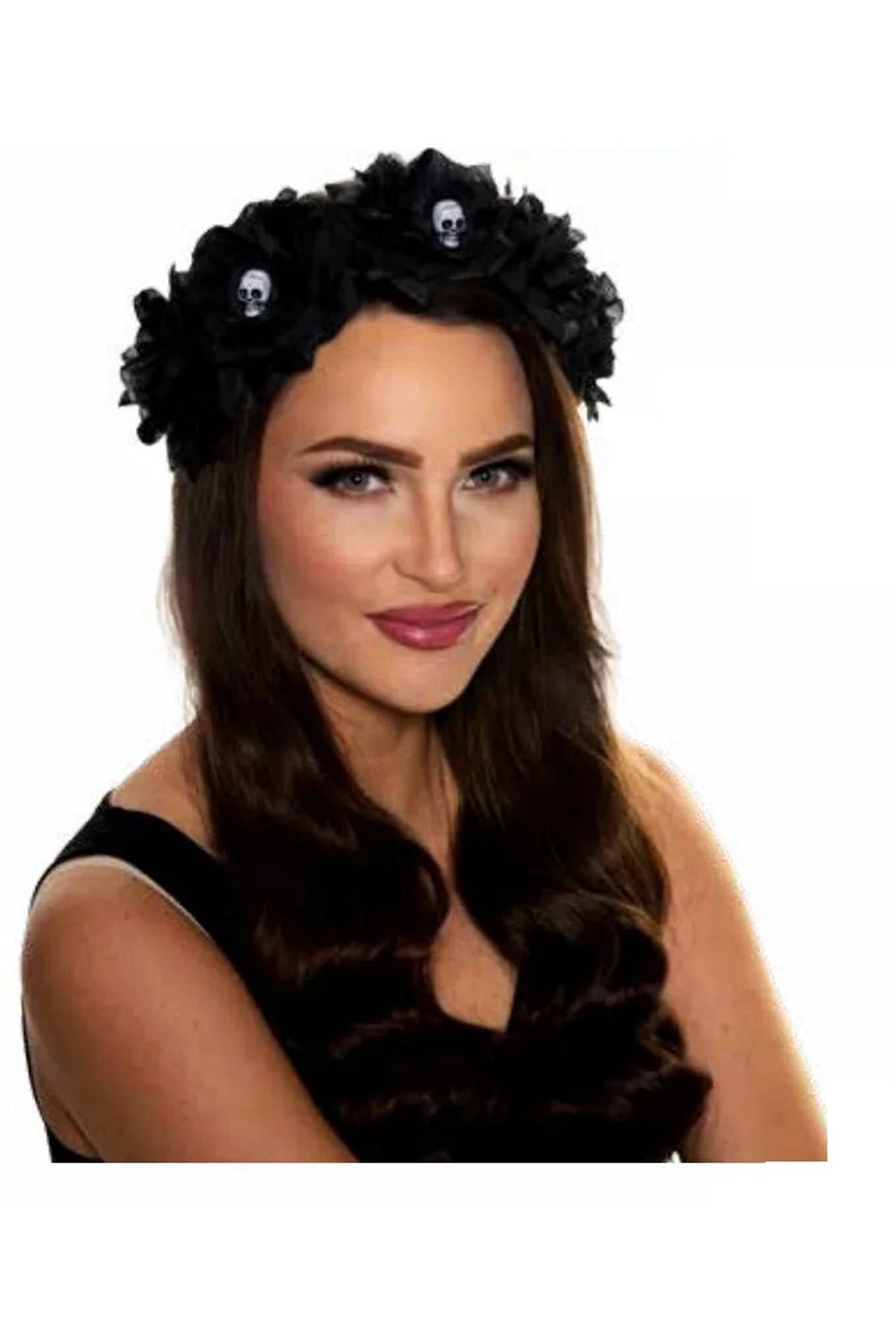 Black Rose Skull Headband Skull Underwraps 31096