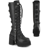 4 3/4" Heel, 2 1/4" Pf Lace-Up Knee High Boot, Inside Zip Pleaser Demonia ASSAULT/218