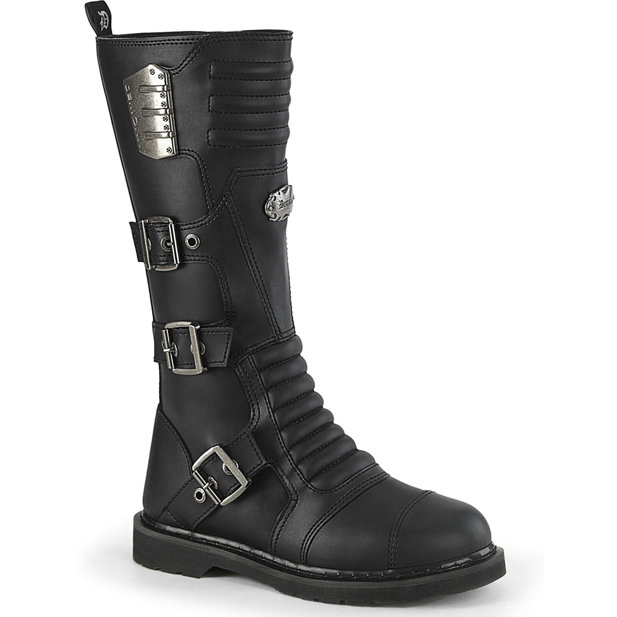 1 1/4" Heel 20 Eyelet Knee High Combat Boot, Side Zip Pleaser Demonia BOLT/405
