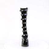 5" Chunky Heel, 3" P/F Open Front Knee High Bt, Inside Zip Pleaser Demonia CAMEL/223