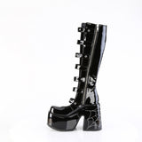 5" Chunky Heel, 3" P/F Open Front Knee High Bt, Inside Zip Pleaser Demonia CAMEL/223