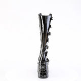 5" Chunky Heel, 3" P/F Open Front Knee High Bt, Inside Zip Pleaser Demonia CAMEL/223