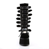 3 1/2" PF Knee High Boot w/ 8 Buckle Straps, Back Metal Zip Pleaser Demonia DAMNED/318