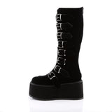3 1/2" PF Knee High Boot w/ 8 Buckle Straps, Back Metal Zip Pleaser Demonia DAMNED/318