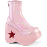 5" Star Cutout Platform Wedge Ankle Boot, Back Zip Pleaser Demonia DYNAMITE/100