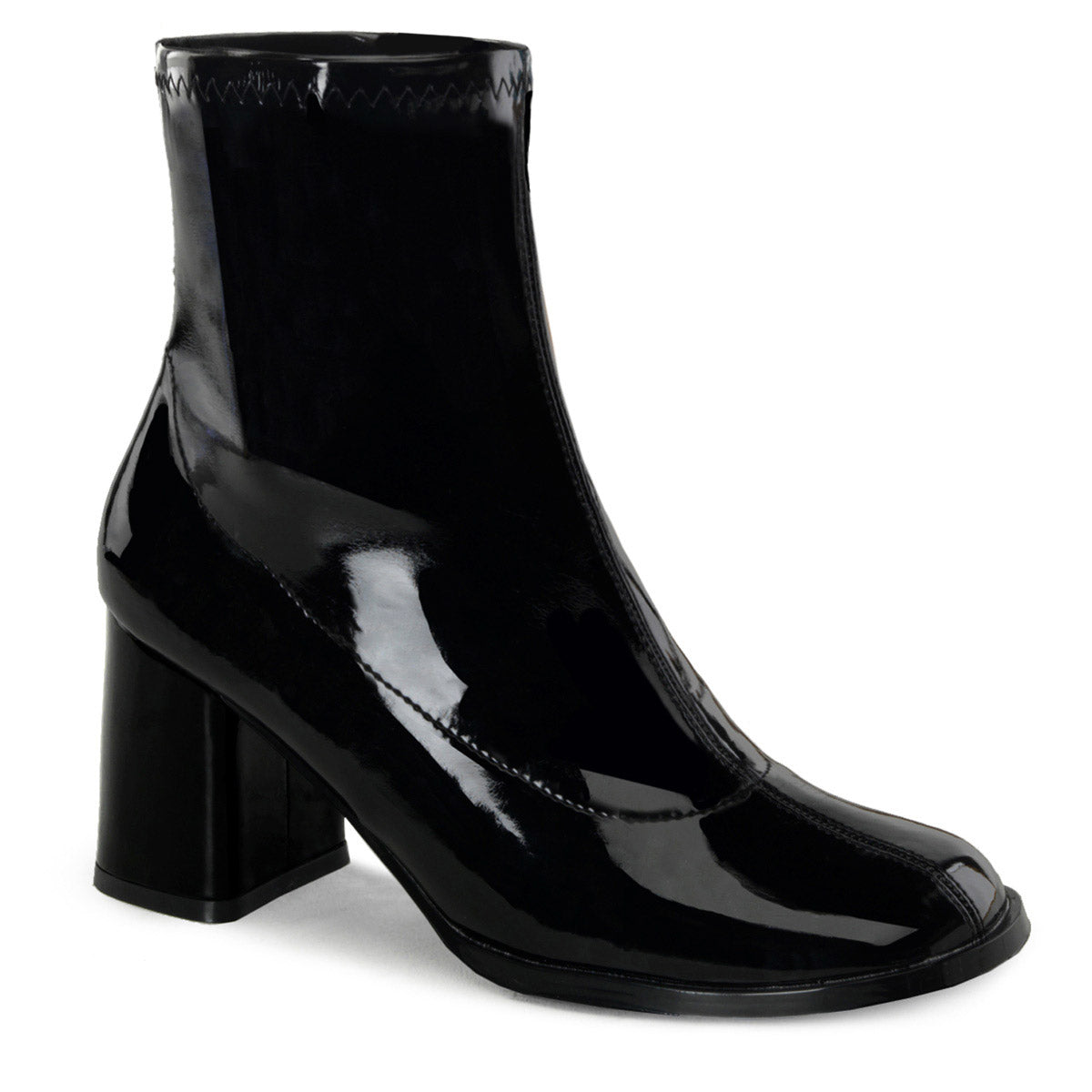 3" Block Heel Ankle Gogo Boot, Side Zip Pleaser Funtasma GOGO/150