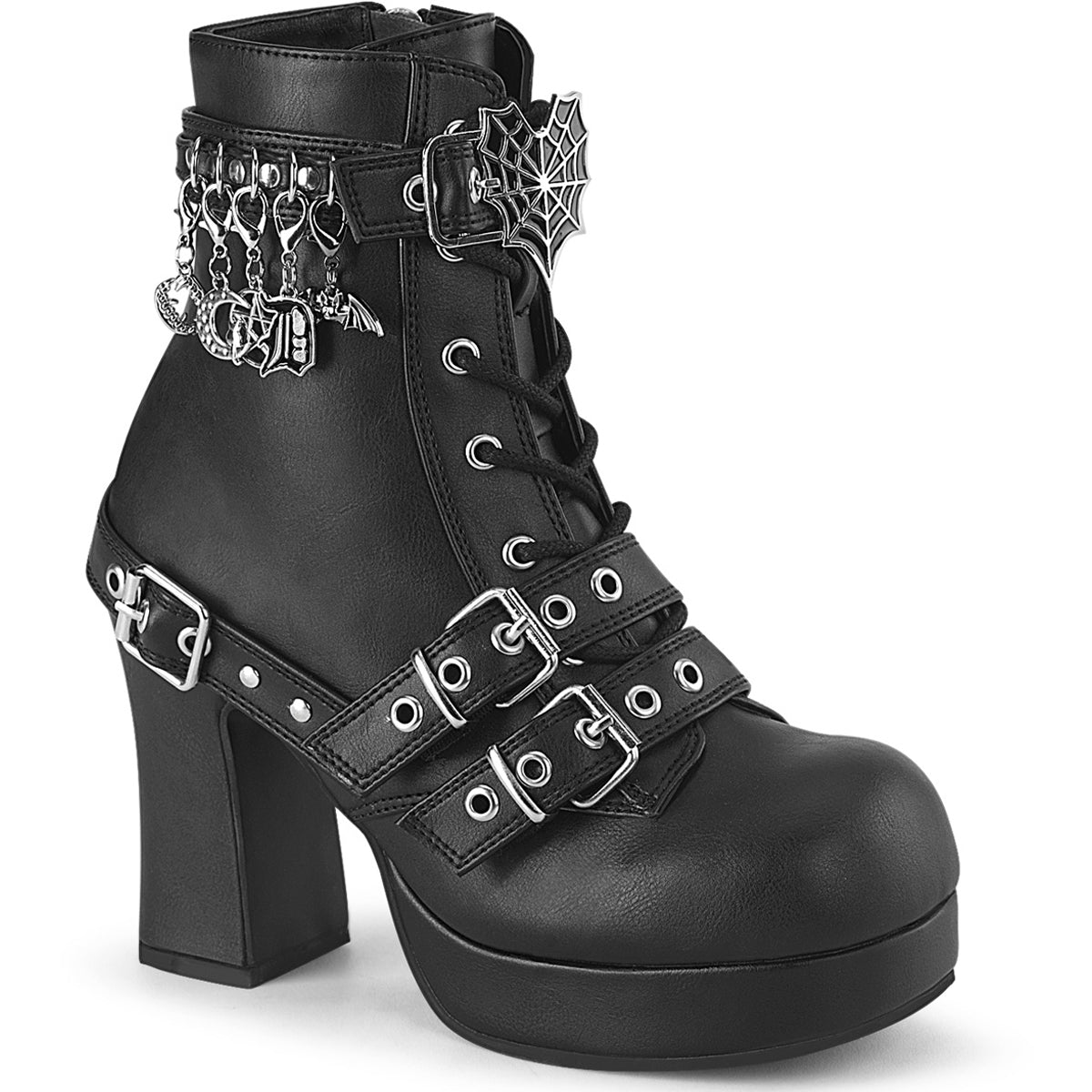 3 3/4" Heel, 1 1/4" Pf Lace-Up Mid-Calf Boot, Inside Zip Pleaser Demonia GOTHIKA/66