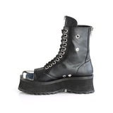 2 3/4" PF Lace-Up Ankle Boot, Back Metal Zipper Pleaser Demonia GRAVEDIGGER/10
