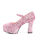 Sexy All Over Glitter Platform Mary Jane Chunky High Heels Shoes Pleaser Funtasma MARYJANE/50G