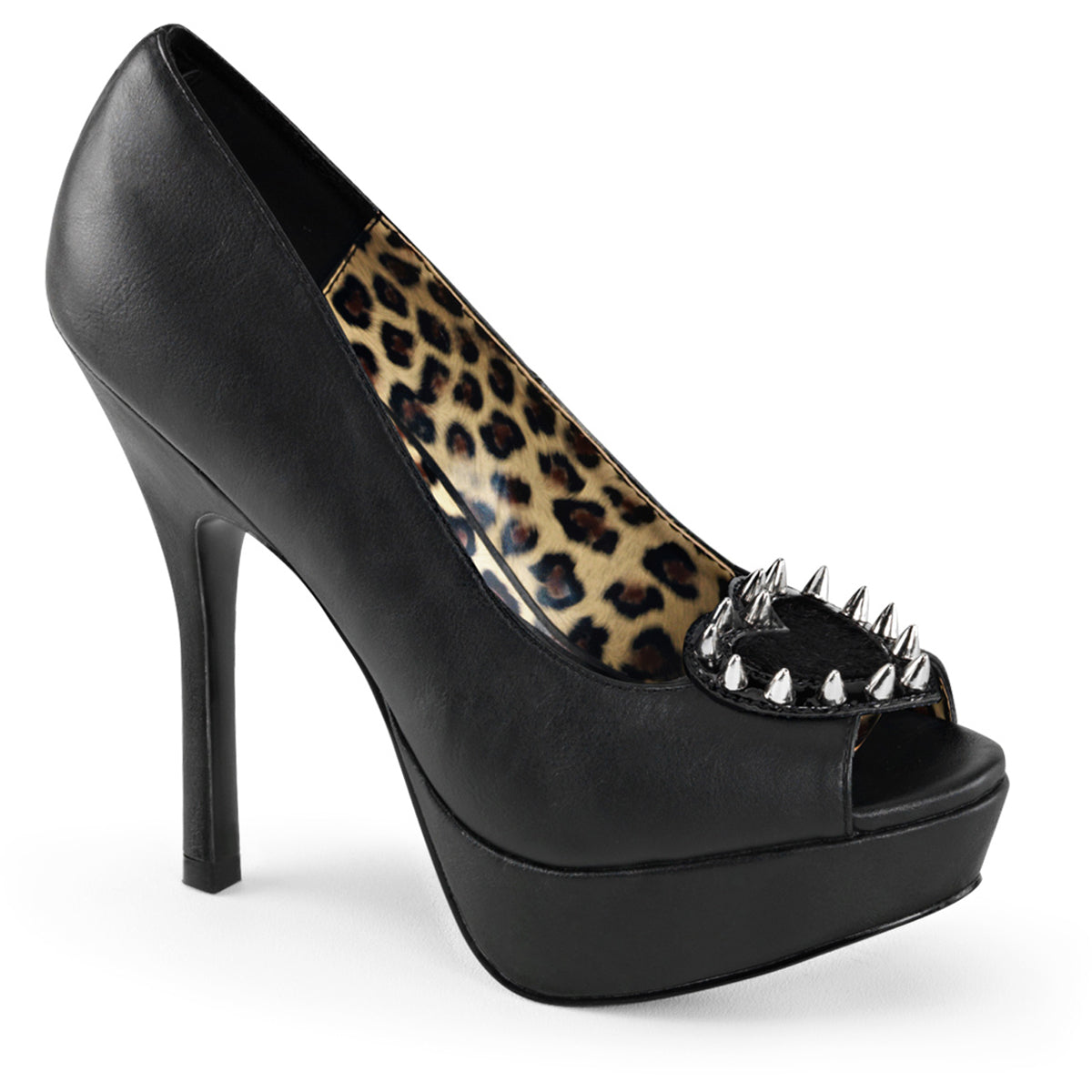 5 1/4" Heel, 1 1/4" Pf Peep Toe Cutout Pump W/spikes Detail Pleaser Demonia PIXIE/17