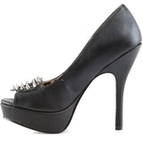 5 1/4" Heel, 1 1/4" Pf Peep Toe Cutout Pump W/spikes Detail Pleaser Demonia PIXIE/17