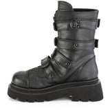 2" Tiered PF Strappy Calf High Boot, Center Front Zip Pleaser Demonia RENEGADE/55