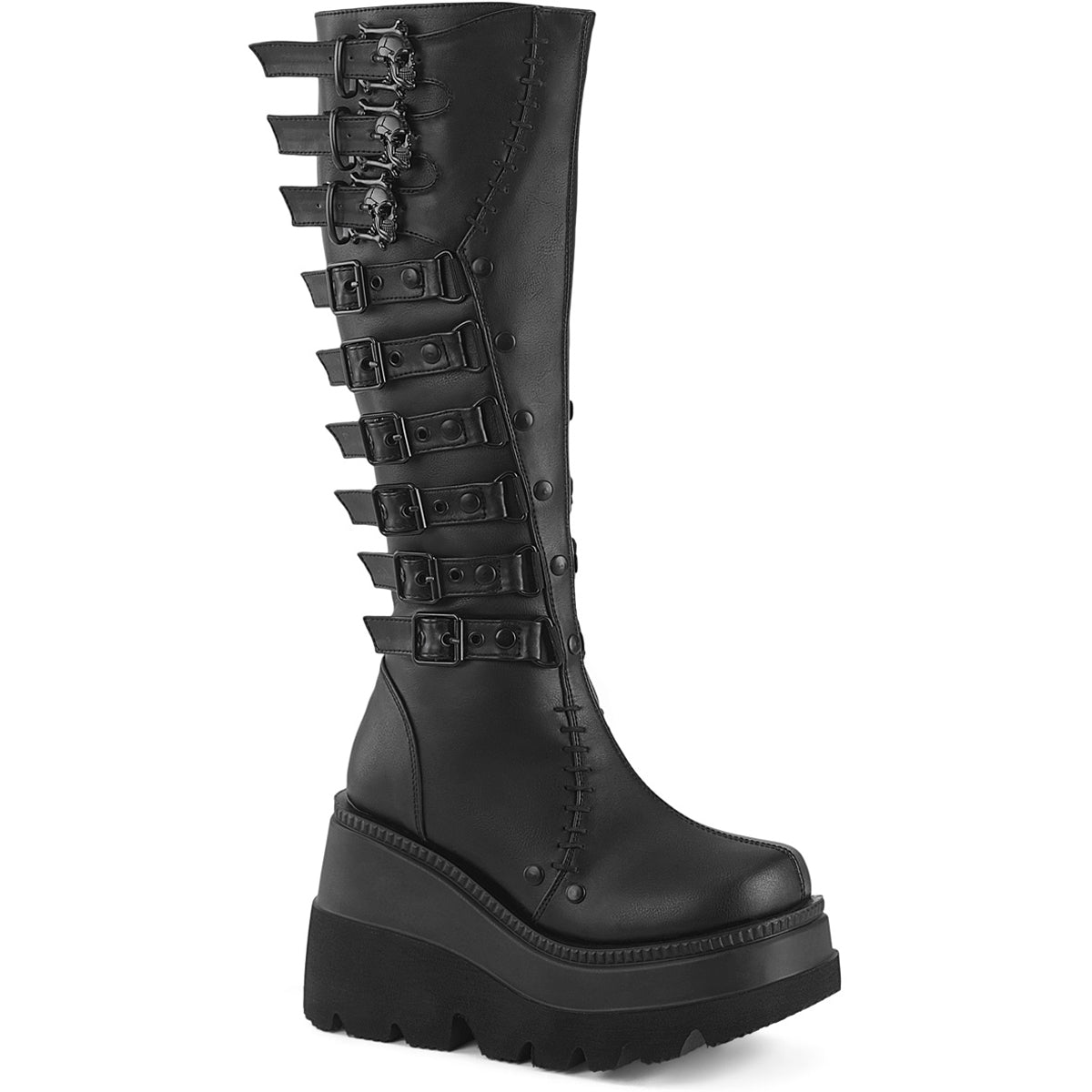 4 1/2" Wedge Pf Knee High Boot, Inside Zip Pleaser Demonia SHAKER/232