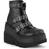4 1/2" Wedge Platform Cage Bootie, Back Zip Pleaser Demonia SHAKER/62