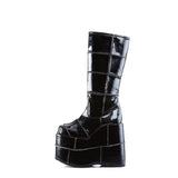 Sexy Goth Punk Patched Detail Mid Calf Extreme Platform Boots Shoes Pleaser Demonia STACK/301