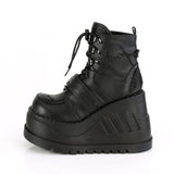 4" Wedge PF Lace-Up Ankle Boot w/ Hook, Loop Strap Pleaser Demonia STOMP/13