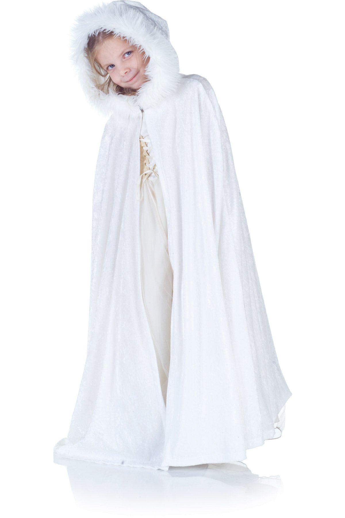 White Panne Cape With Fur Trim Underwraps 25916