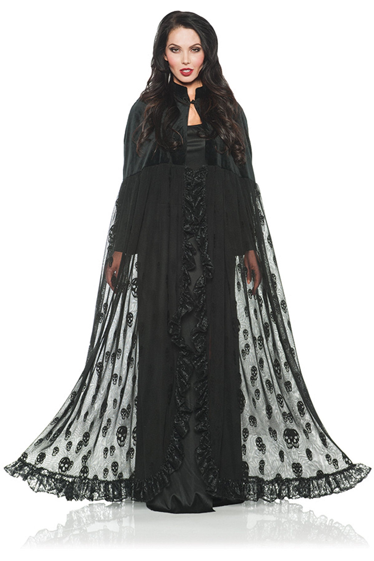 Velvet And Mesh Skull Cape Underwraps 28087