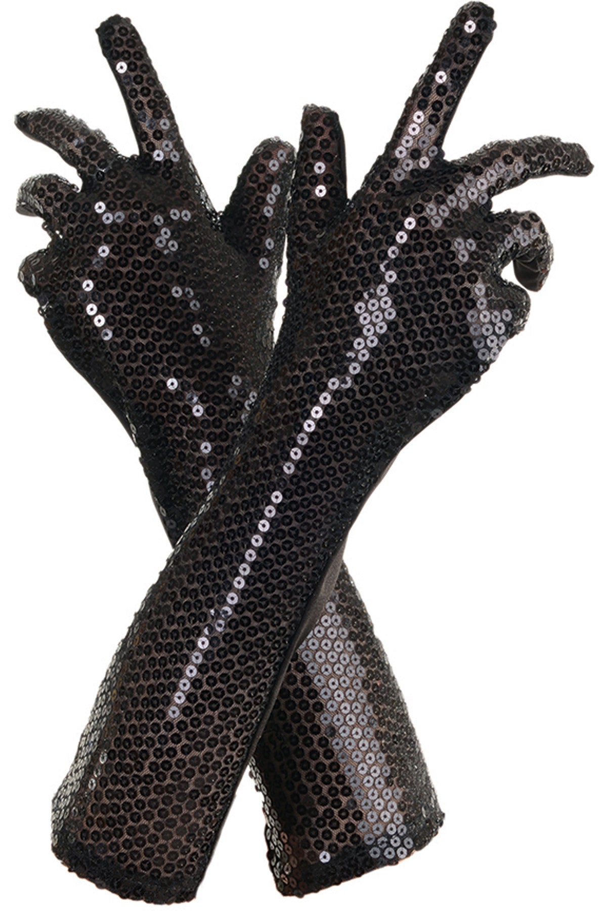 Sequin Gloves - Black Underwraps 28101