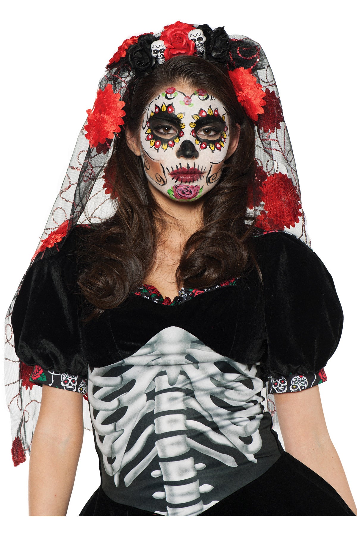 Day of the Dead Mantilla Underwraps 28130