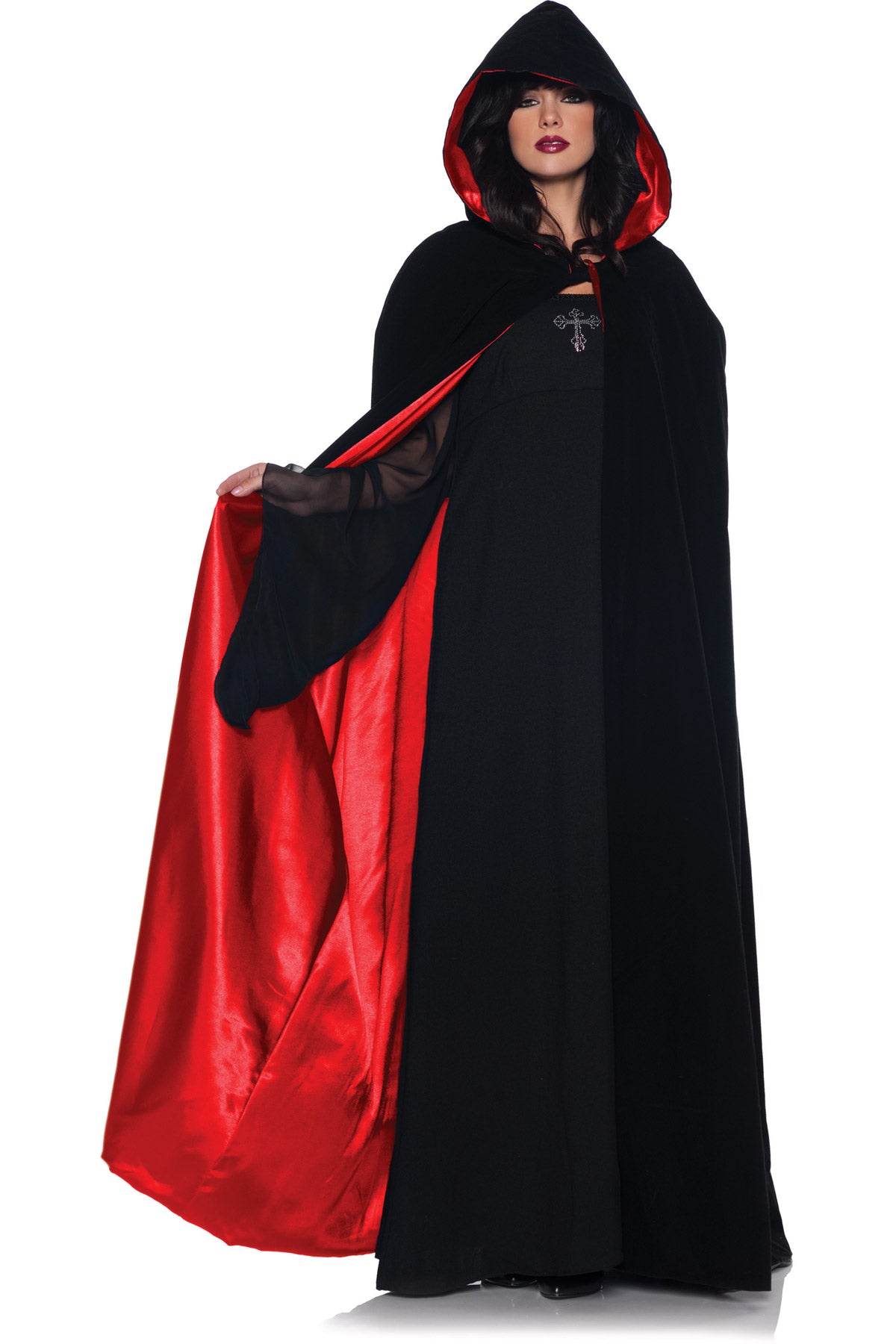 63? Deluxe Velvet & Satin Cape - Red Underwraps 29243