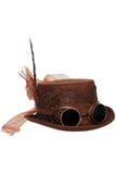 Faux Suede Hat W/ Goggles - Brown Underwraps 29544