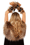 Pair of Faux Fur Viking Arm Cuffs with Strap Detail Roma 4893