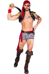 Roma 6pc Captain Hunk Pirate Adult Men Halloween Costume