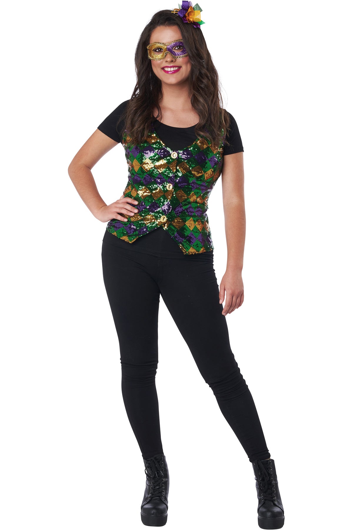 Women'S Sequin Carnival Vest Set/Adult California Costume 6022/003