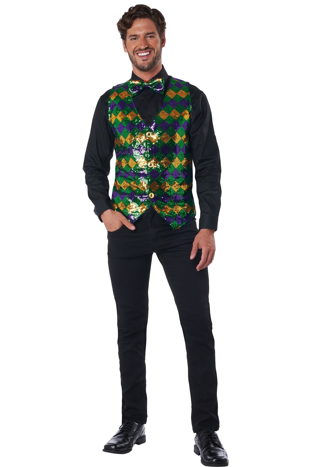 Men'S Sequin Carnival Vest Set/Adult California Costume 6122/004
