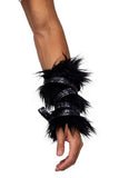 Pair Of Black Faux Fur Cuffs With Strap Detail Roma 6171