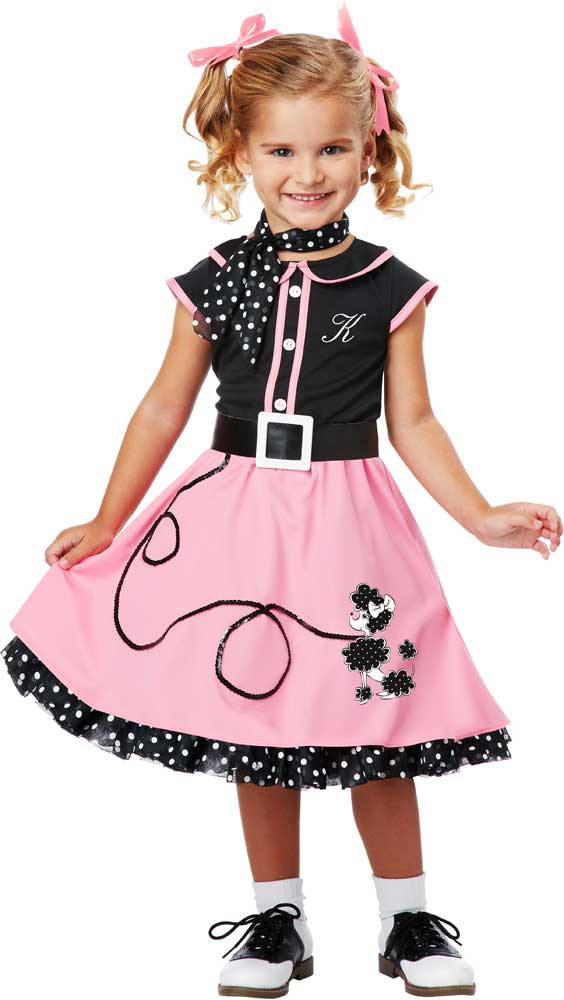 California Costumes 50's Hairspray Poodle Skirt Dress Grease Retro Outfit Toddler Girls Halloween Costume