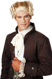 18th Century Colonial Peruke Gentleman's Powdered Curly Wig With Ribbon Tie California Costume 70701