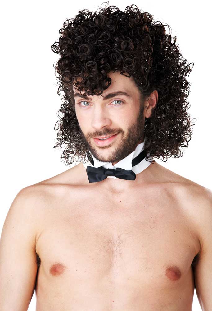 Curly Mullet Styled Brown Hair Wig California Costume 70772