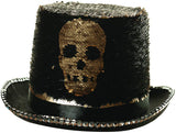 Reversible Gold Sequin Skull Top Hat Underwraps 30218