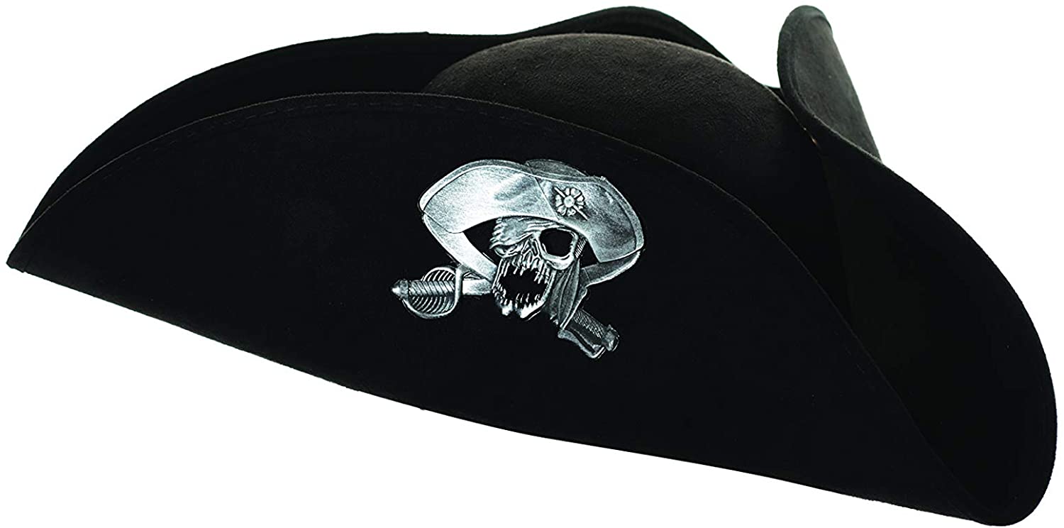 Skull Pirate Emblem Tri-Corner Hat Underwraps 30223