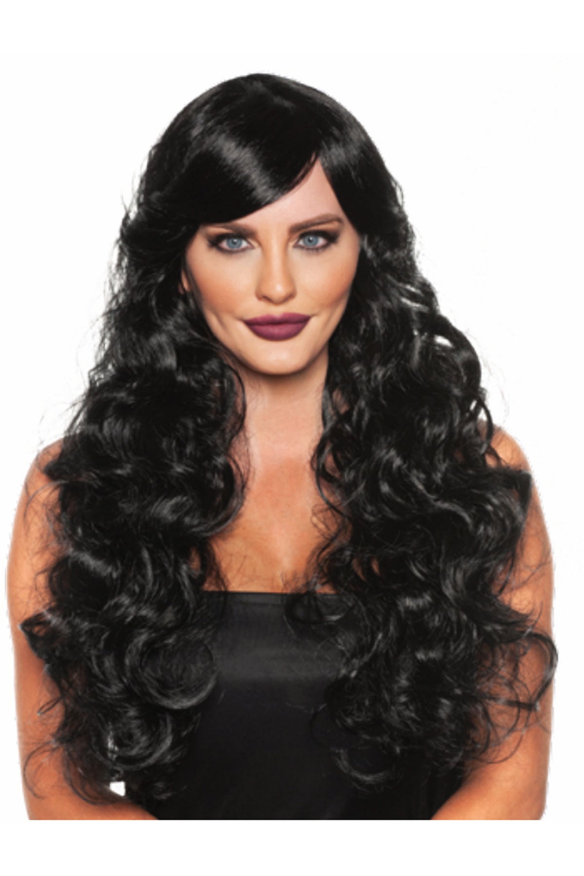 Long Curly Black Wig Underwraps 30652