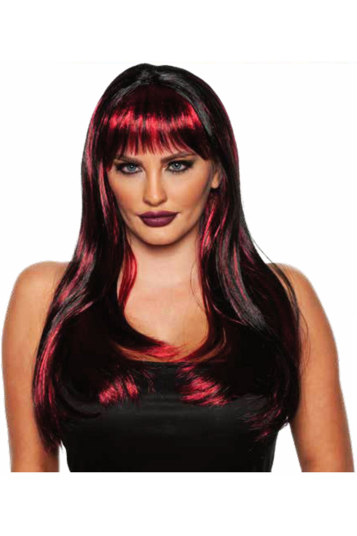 Flirty Wig Black/ Red Underwraps 30666