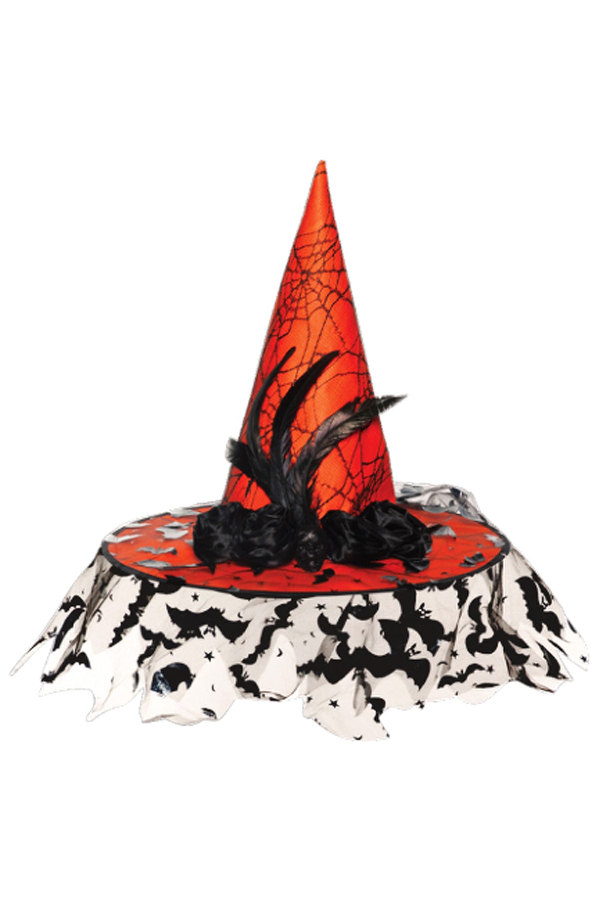 Deluxe Witch Hat With Veil-Orange Underwraps 30787