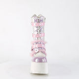 3" Chunky Heel, 2" Pf Lace-Up Mid-Calf Bt, Side Zip Pleaser Demonia ASHES/120