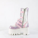 3" Chunky Heel, 2" Pf Lace-Up Mid-Calf Bt, Side Zip Pleaser Demonia ASHES/120