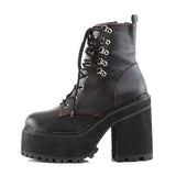 4 3/4" Heel, 2 1/4" Pf D-ring Lace-up Ankle Boot, Side Zip Pleaser Demonia ASSAULT/100