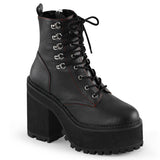 4 3/4" Heel, 2 1/4" Pf D-ring Lace-up Ankle Boot, Side Zip Pleaser Demonia ASSAULT/100